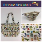 Large Tote Bag With Zip - Dinosaurs Cream Large Tote Bag With Zip - Dinosaurs Cream